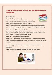 English Worksheet: DIALOGUE-READING-WRITING 2 pg