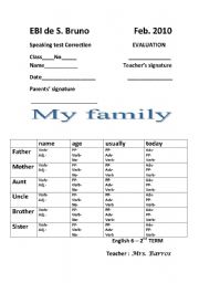 English worksheet: key to correction