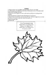 English worksheet: A WORKSHET TO TEACH CHILDREN WHATS Autumn/fall