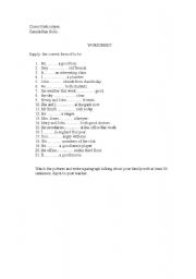 English worksheet: verb to be worksheet