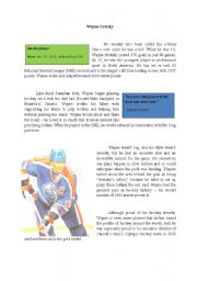 English Worksheet: Wayne Gretzky Reading Comprehension