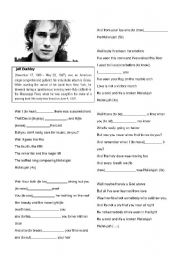 English Worksheet: Past simple with Jeff Buckley and his Hallelujah!