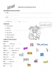 English Worksheet: GREETINGS