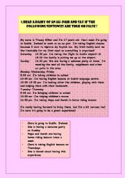 English Worksheet: the diary of an au pair