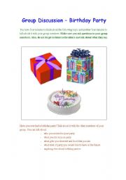 English Worksheet: Group Discussion - Birthday party