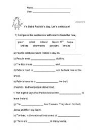 English Worksheet: Saint Patrick