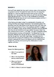 English Worksheet: HIGH SCHOOL MUSICAL 1 WORKSHOP (part 5 out of 8) When there was you and me