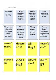 English Worksheet: QUESTION  TAGS  GAME-CARDS
