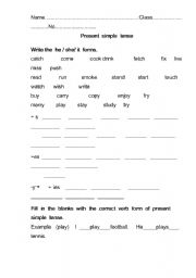 English worksheet: present simple