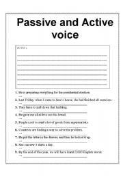 English Worksheet: Active and passive voice