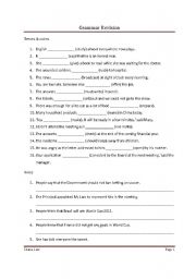 English Worksheet: grammar revision