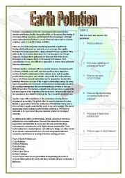 English Worksheet: Earth pollution (3 pages)