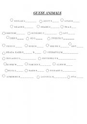 English Worksheet: Guess animals