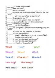 English Worksheet: English Question words activity sheet