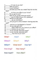 English worksheet: English Question words activity sheet