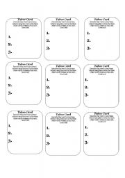English Worksheet: Taboo Cards Template