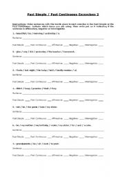 English Worksheet: Making Sentences: Past Simple&Past Continuous (Affirmative, Negative, Interrogative)