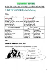 English Worksheet: LETS TALK ABOUT THE FUTURE (6 pages)