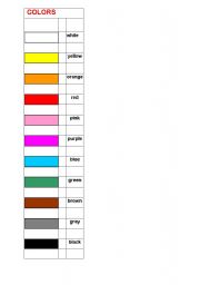 English worksheet: COLORS