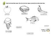 English worksheet: Food - Colour and Draw