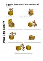 English Worksheet: Prepositions of place