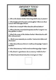 English worksheet: Sweeney Todd Questionaire
