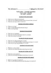 English Worksheet: 7 tense question and answer sheets