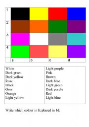 English worksheet: Colours