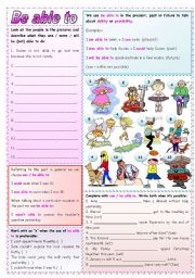 English Worksheet: Be able to (grammar and exercises) **fully editable