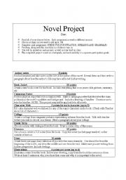 English Worksheet: Novel Project