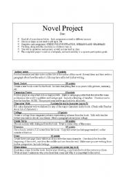 English worksheet: Novel Project