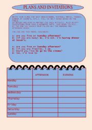 English Worksheet: PLANS AND INVITATIONS