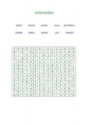 English Worksheet: Animals Word Search