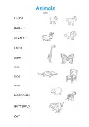 English worksheet: Animals