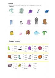 English Worksheet: Clothes and colours
