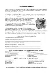 English Worksheet: Sherlock Holmes Reading