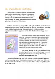 English Worksheet: The Origin of Easter Celebrations (comprehension)