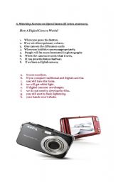 English worksheet: matching exercise on digital cameras