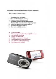 English Worksheet: matching exercise on digital cameras