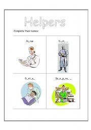 English Worksheet: helpers (complete letters)