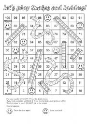 English Worksheet: Snakes and Ladders