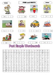 English Worksheet: past simple wordsearch