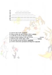 English Worksheet: Vocabulary game