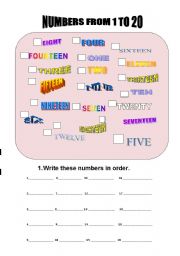 English Worksheet: NUMBERS FROM 1 TO 20