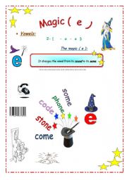 English Worksheet: Vowels/ Magic ( e ) [ 1/ 5 ]