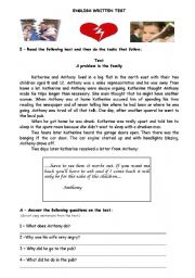 English Worksheet: A problem in the family
