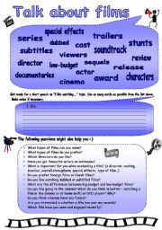 English Worksheet: Talk about films!