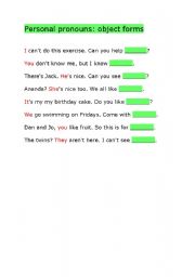 English Worksheet: Personal pronouns