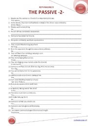 English Worksheet: REPHRASING 9: THE PASSIVE -2-