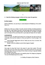 English Worksheet: Canal Drama  (accidents with children)